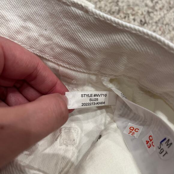 NWT Madewell Pieced Barrel Leg Jeans Sz 24 Petite White Raw Hem Denim Casual - Picture 5 of 8